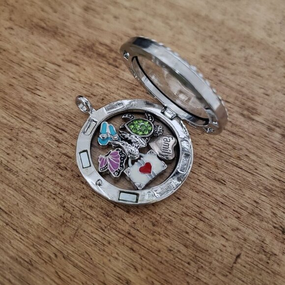 NEW Silver Floating Charm Locket CZ Halo Interchangeable Family & Summer Friends - Picture 4 of 13
